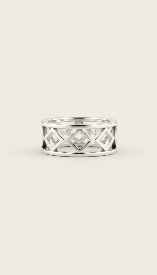Geometric Stackable Silver Rings